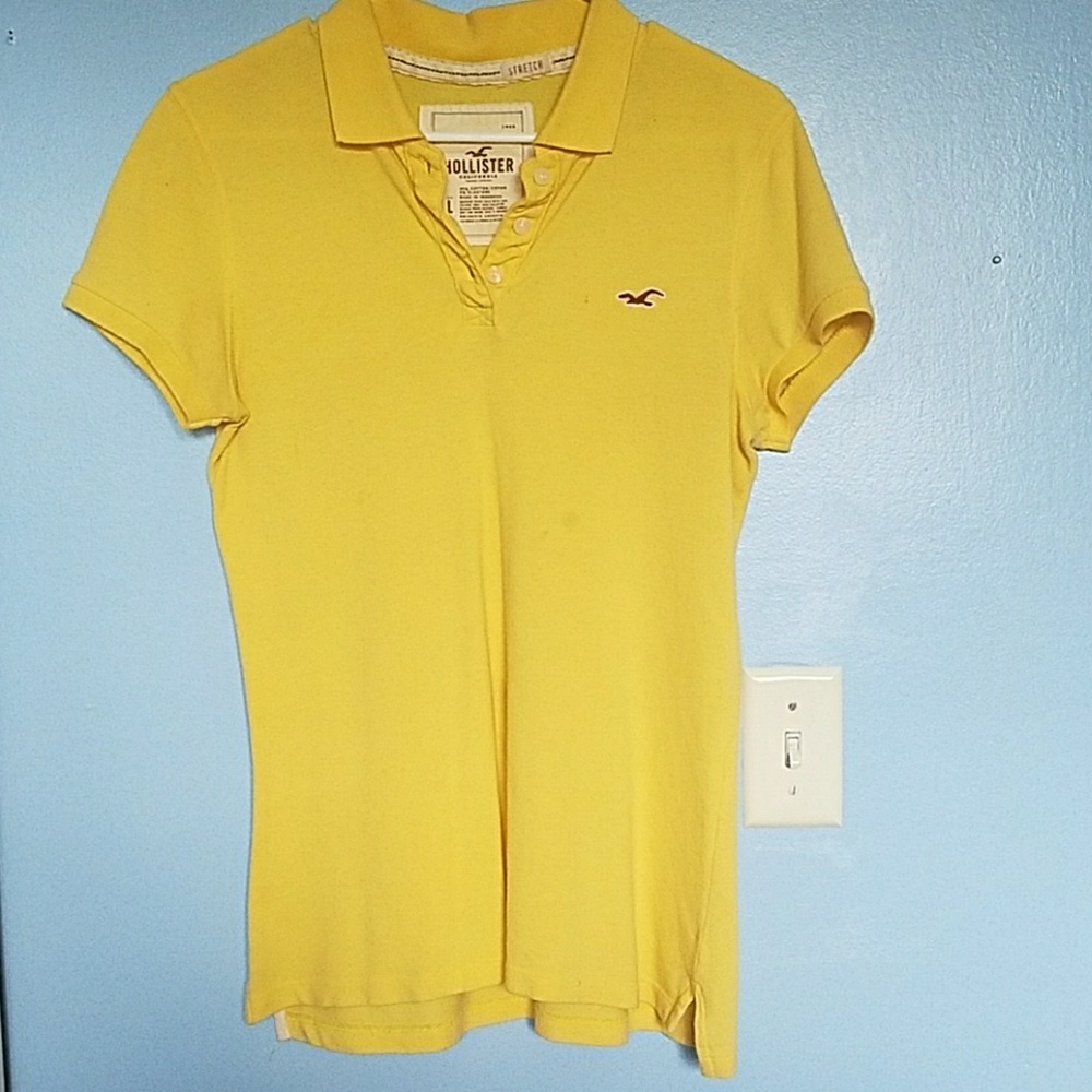Hollister yellow polo t-shirt